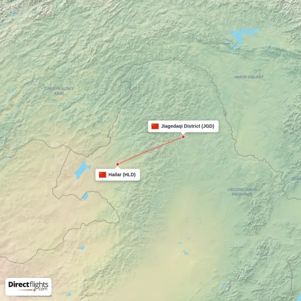 Jiagedaqi District - Hailar direct flight map