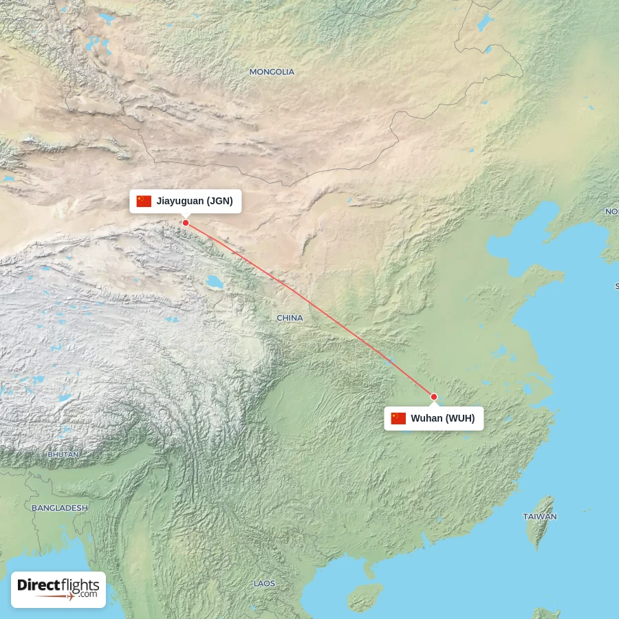 JGN - WUH route map