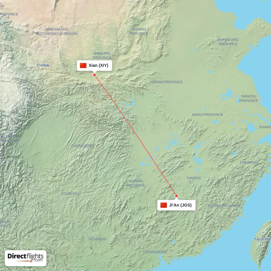 JGS - XIY route map
