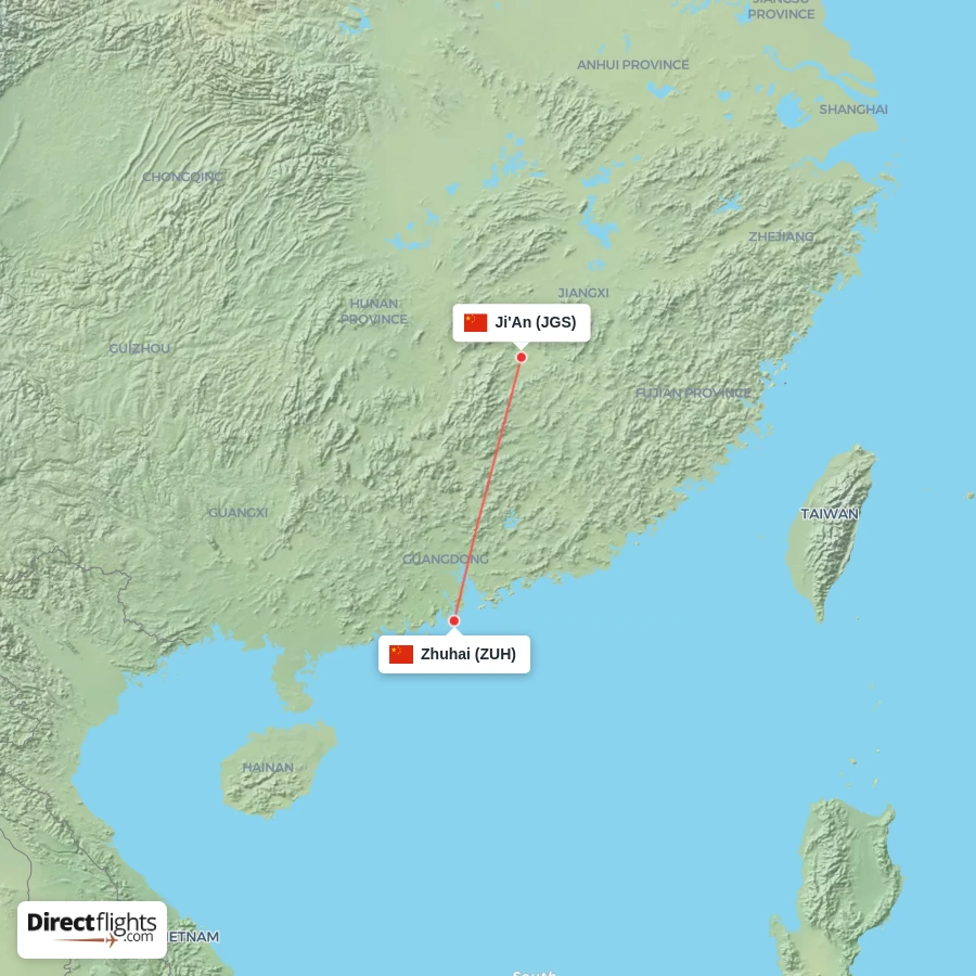JGS - ZUH route map