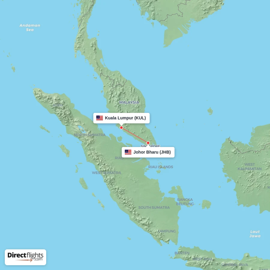 JHB - KUL route map