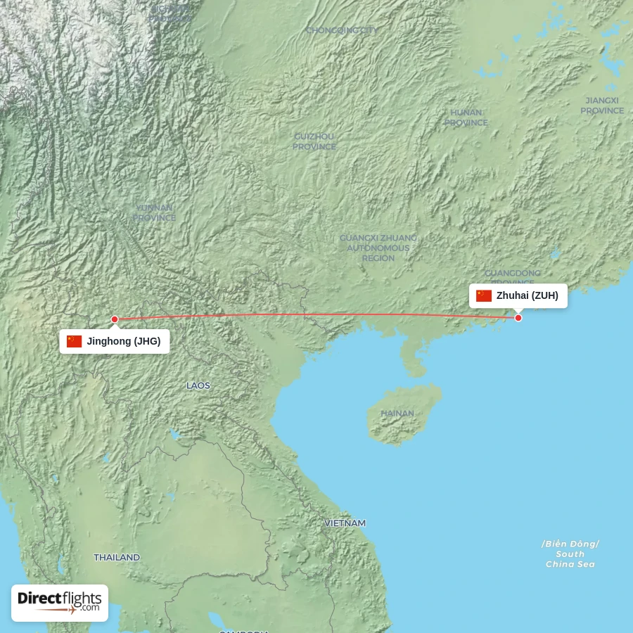 JHG - ZUH route map