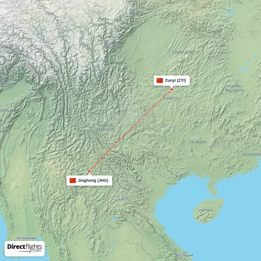 JHG - ZYI route map