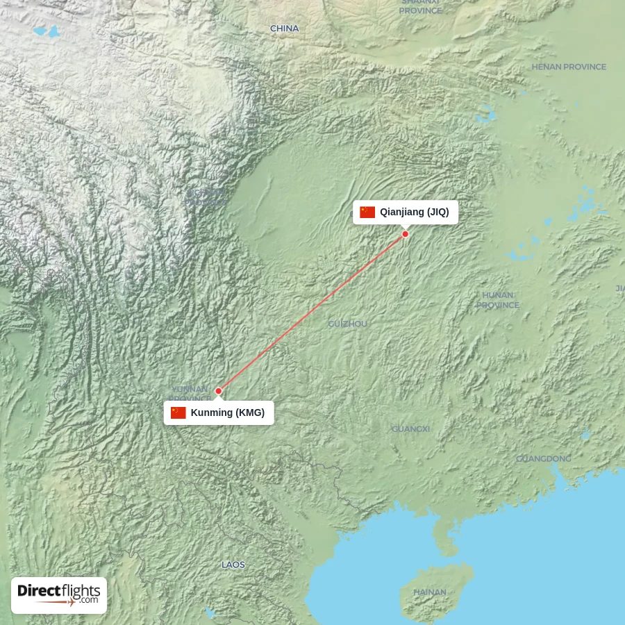 JIQ - KMG route map