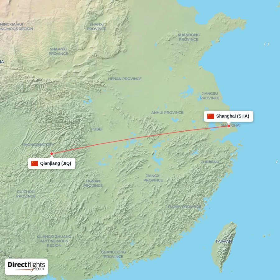 JIQ - SHA route map