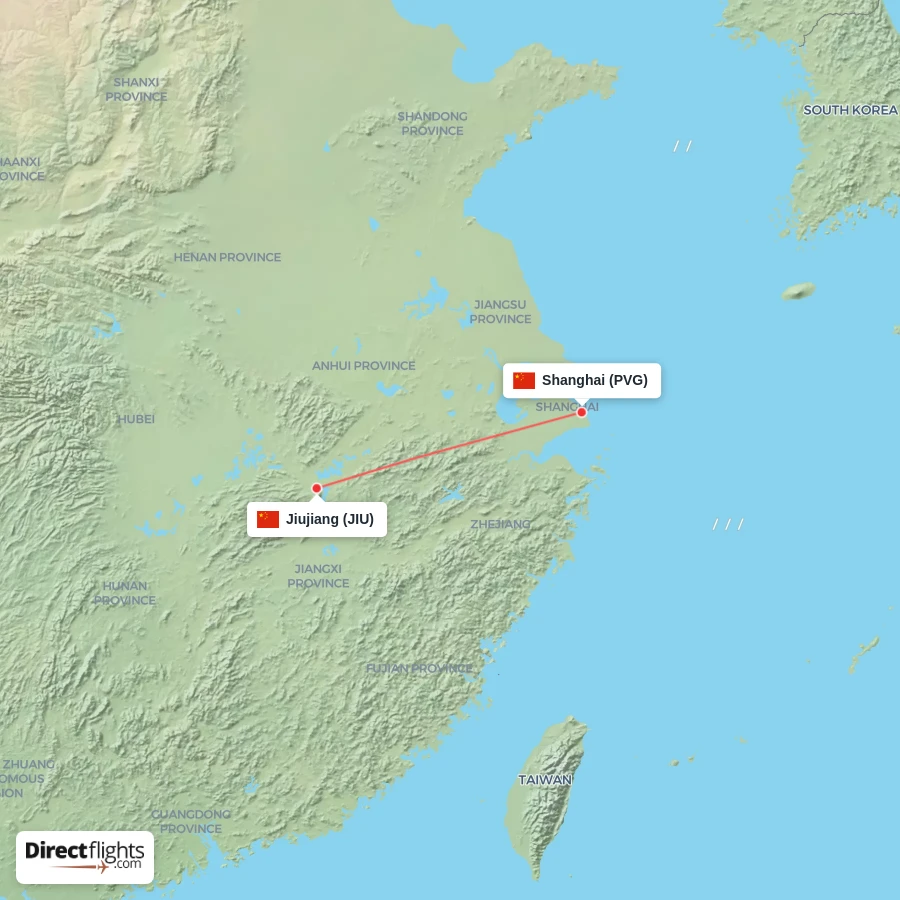 JIU - PVG route map