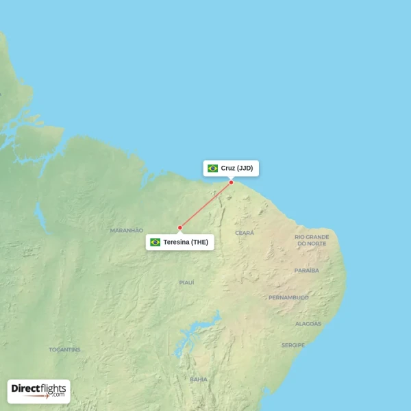 Cruz - Teresina direct flight map