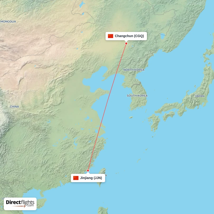 JJN - CGQ route map