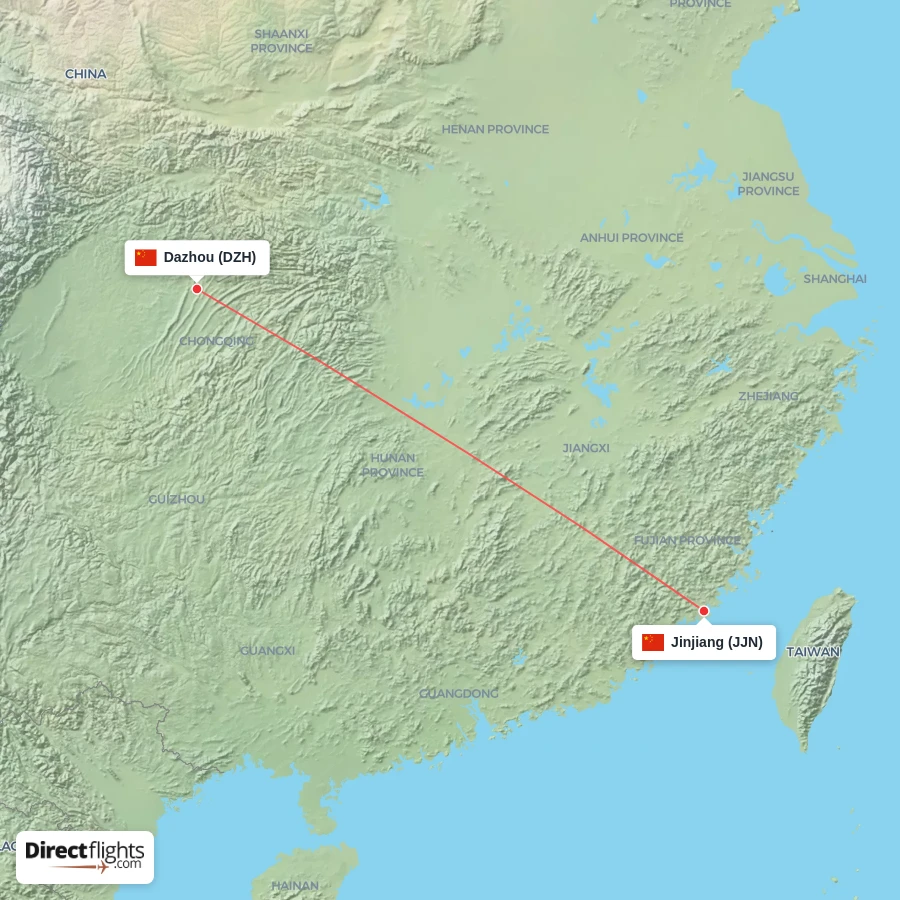 JJN - DZH route map