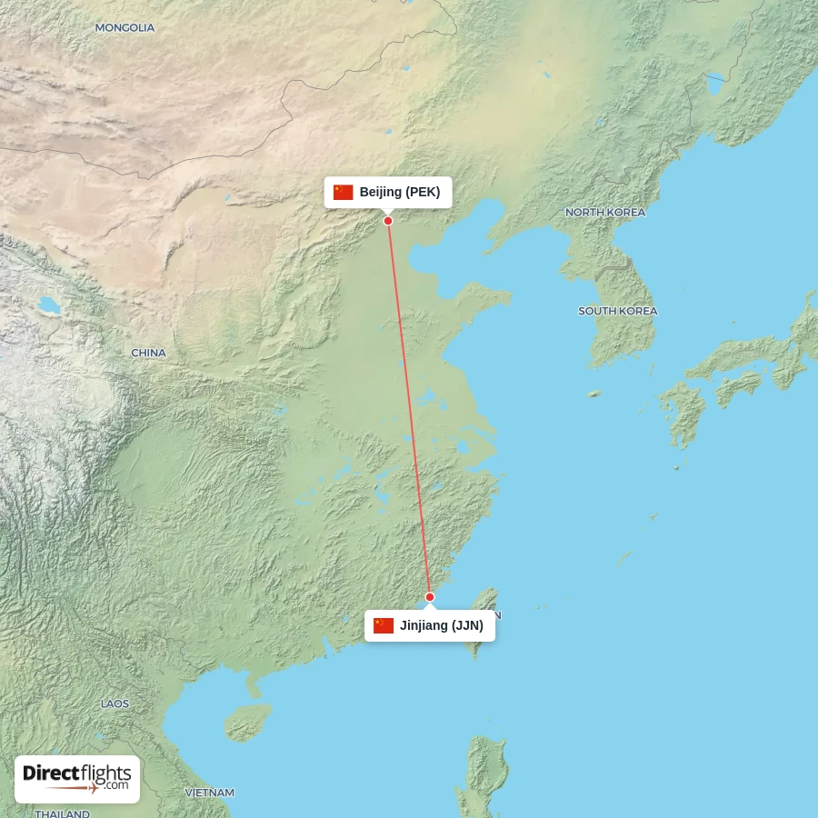 JJN - PEK route map
