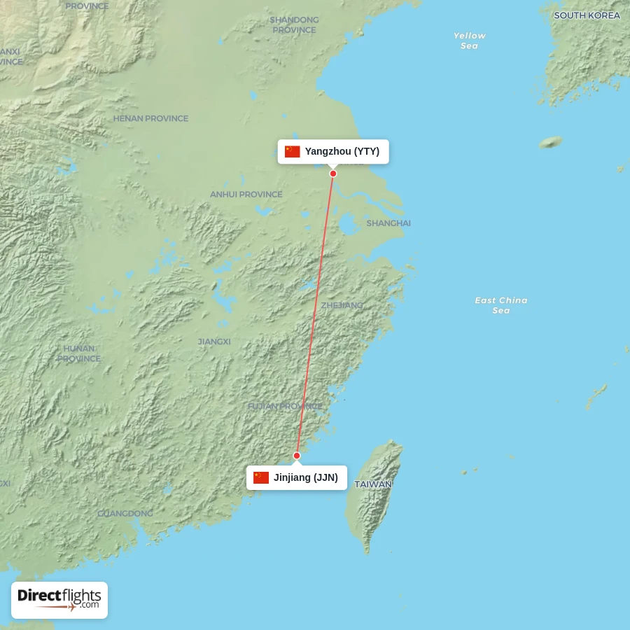 JJN - YTY route map