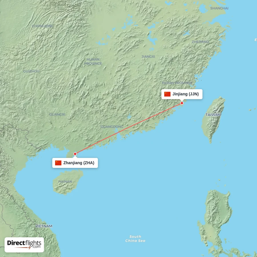 JJN - ZHA route map