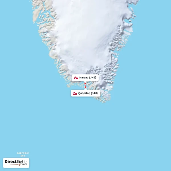 Qaqortoq - Narsaq direct flight map