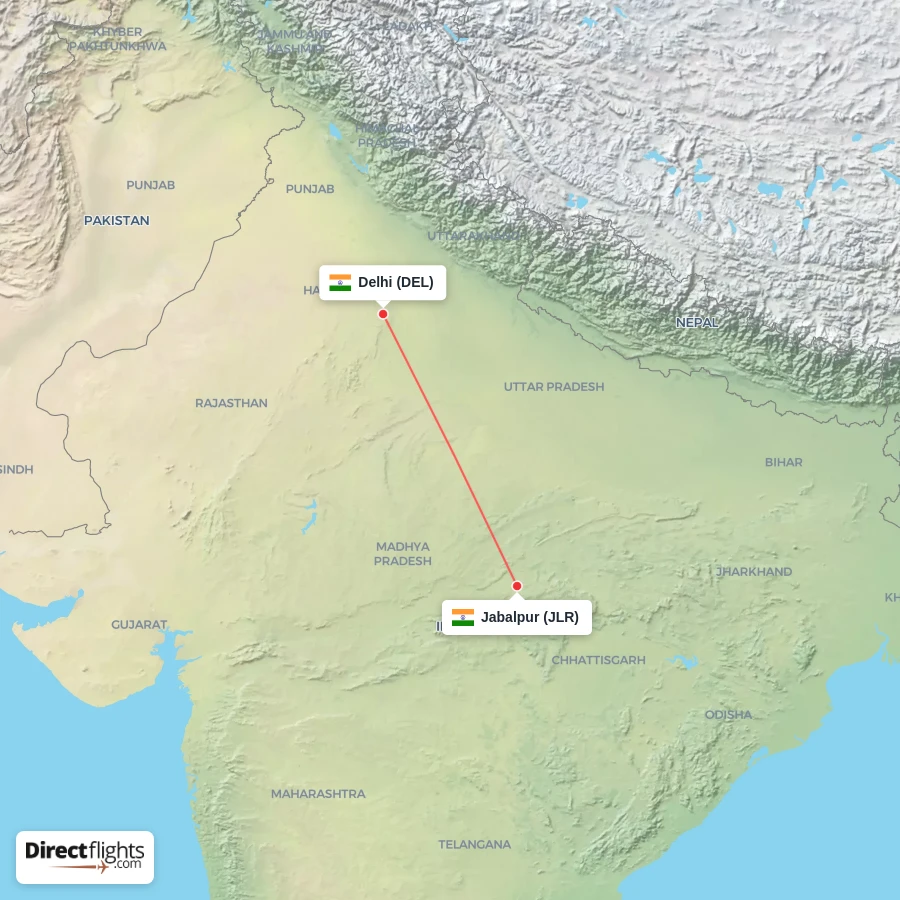 JLR - DEL route map