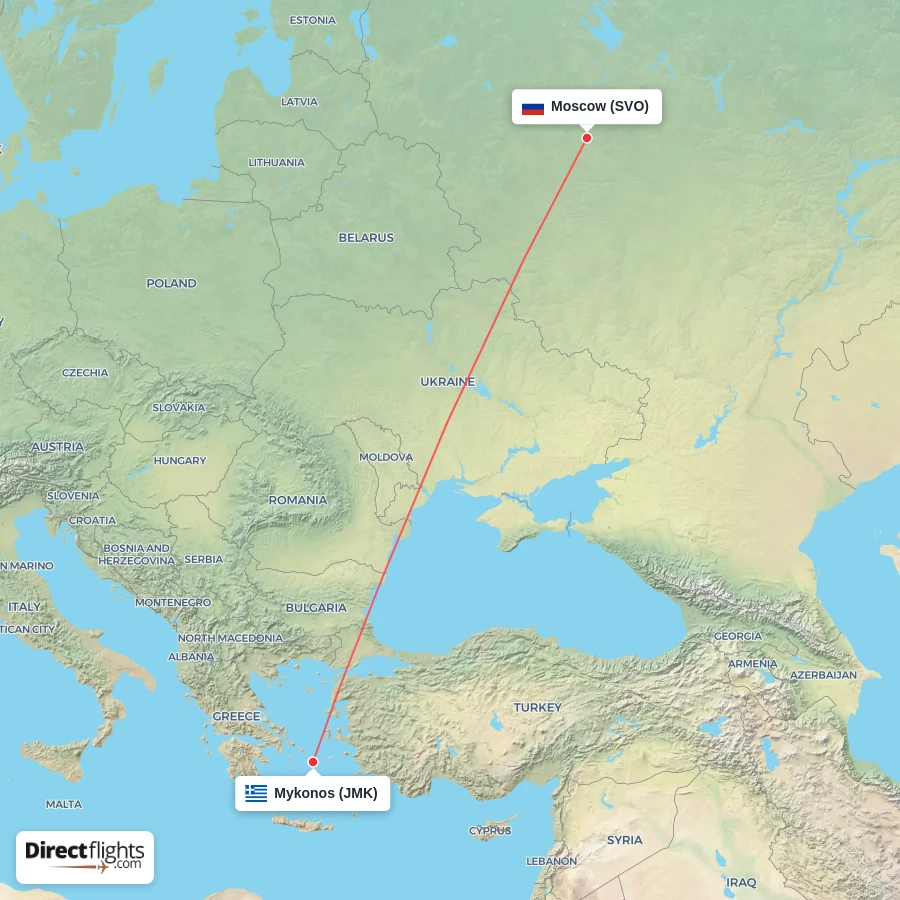 JMK - SVO route map