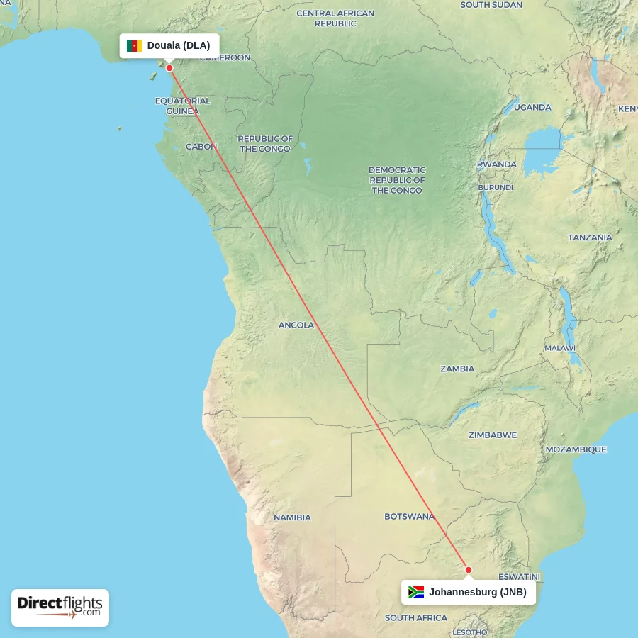 JNB - DLA route map