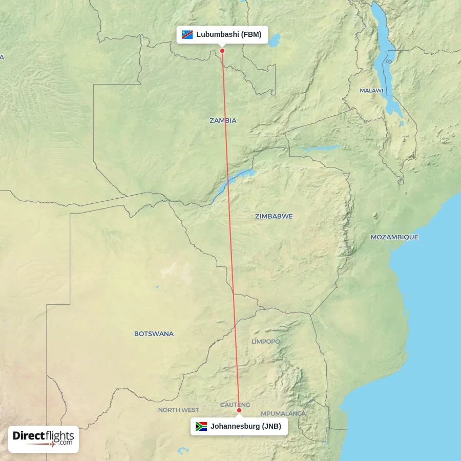 JNB - FBM route map