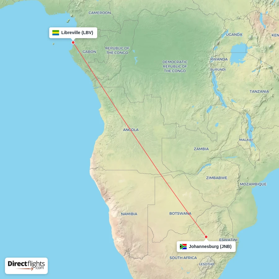 JNB - LBV route map