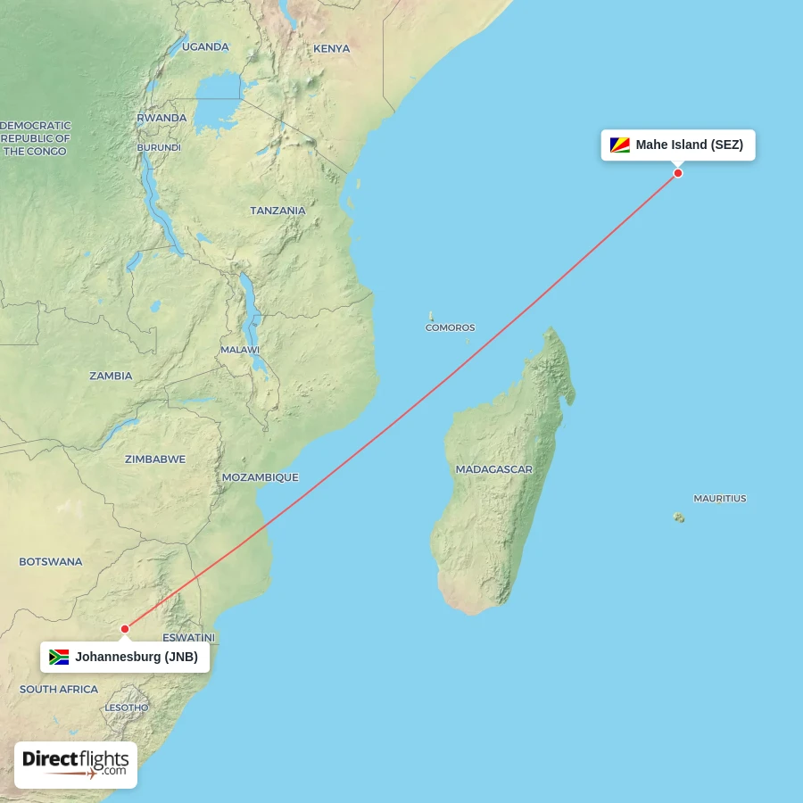 JNB - SEZ route map