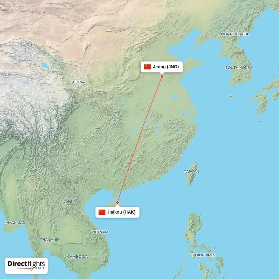 JNG - HAK route map