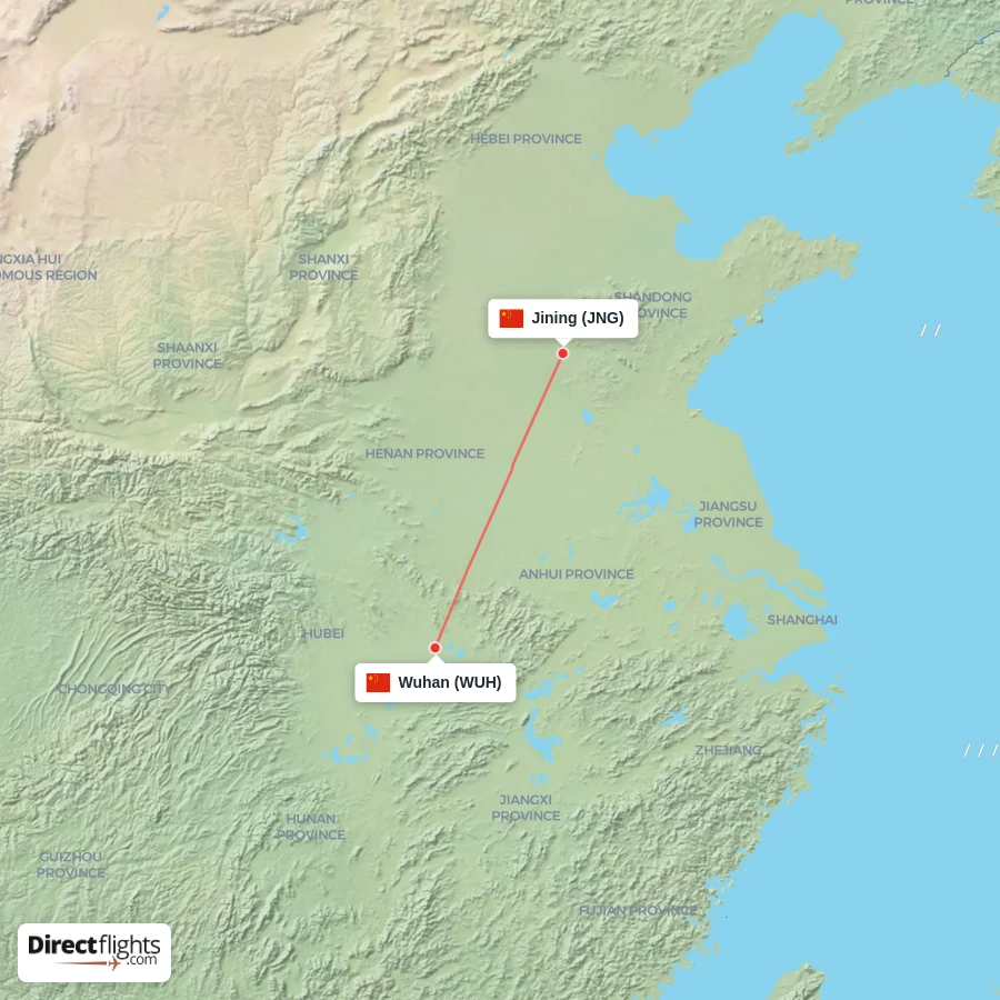JNG - WUH route map