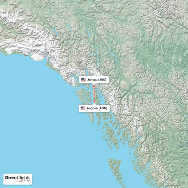 Juneau - Angoon direct flight map