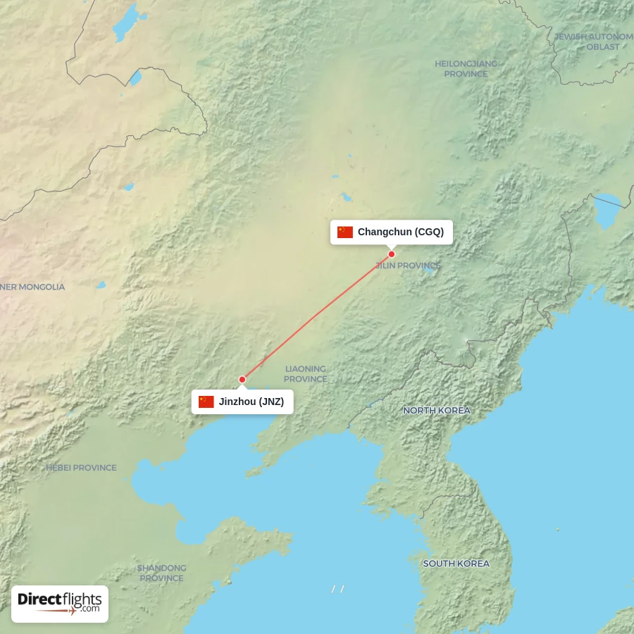 JNZ - CGQ route map