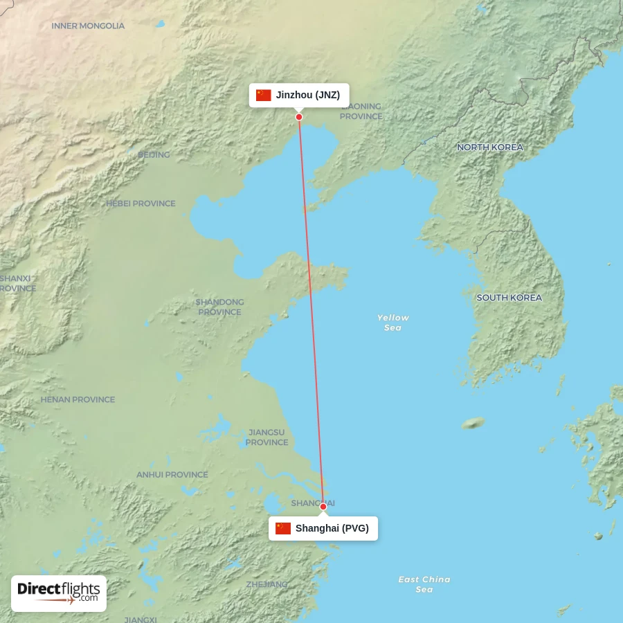 JNZ - PVG route map