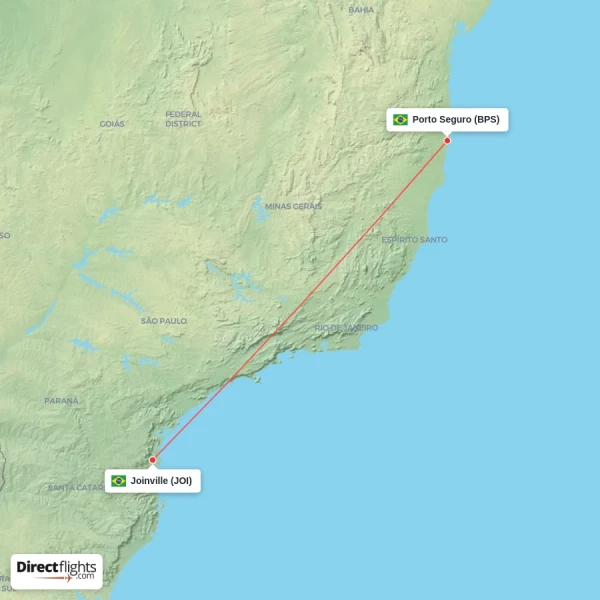 Joinville - Porto Seguro direct flight map