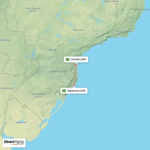 Joinville - Jaguaruna direct flight map