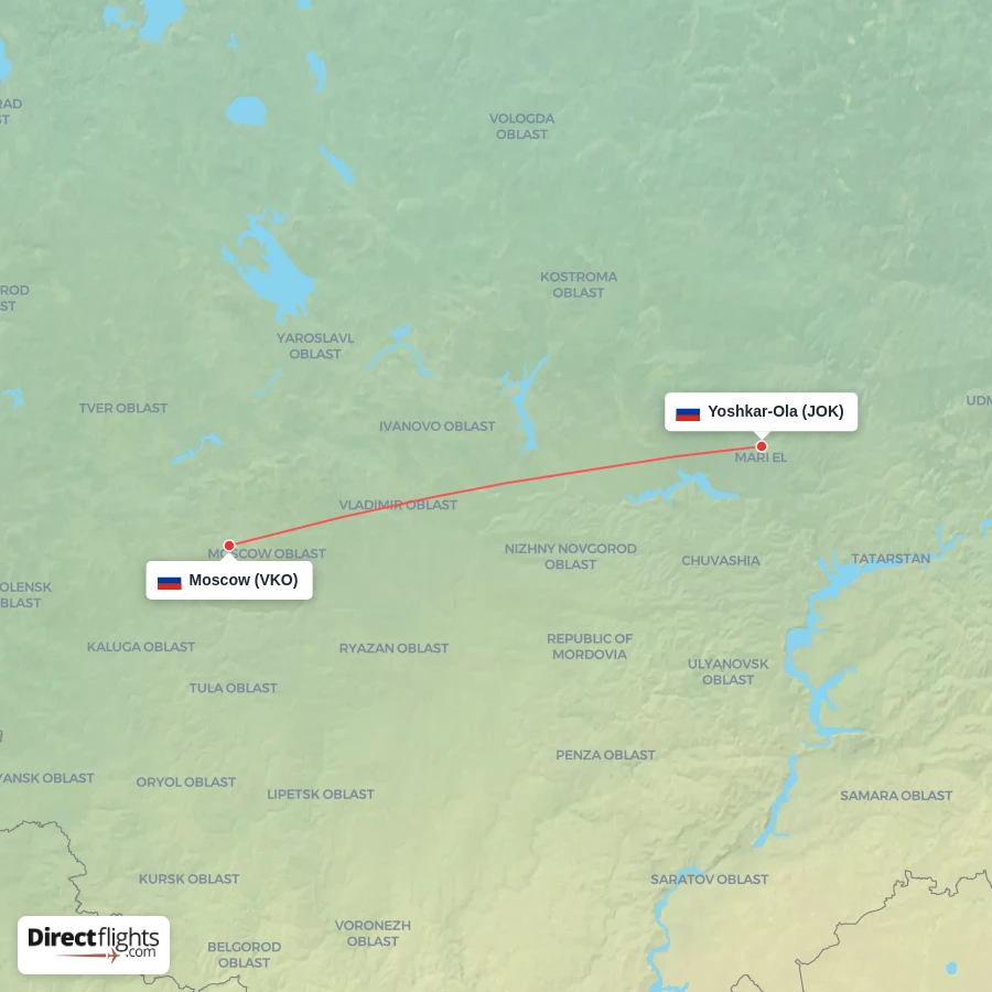 JOK - VKO route map