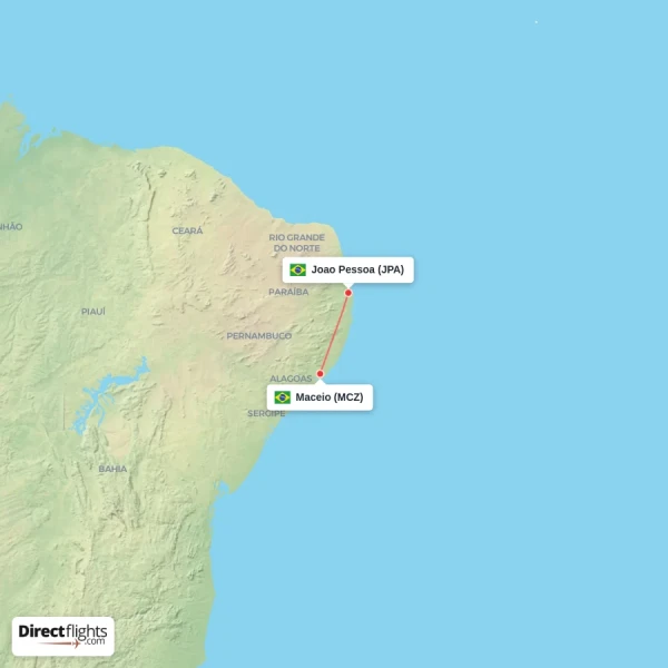 Joao Pessoa - Maceio direct flight map