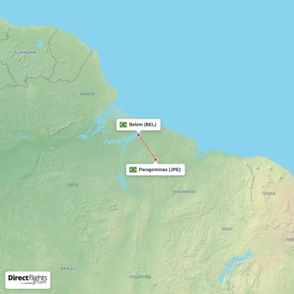 Paragominas - Belem direct flight map