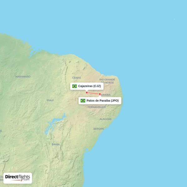 Patos de Paraiba - Cajazeiras direct flight map