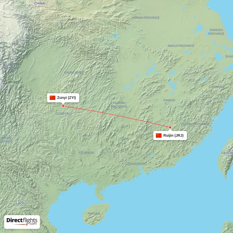 JRJ - ZYI route map
