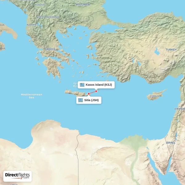 Sitia - Kasos Island direct flight map