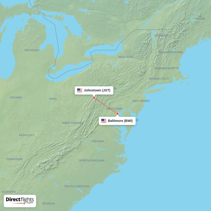 JST - BWI route map