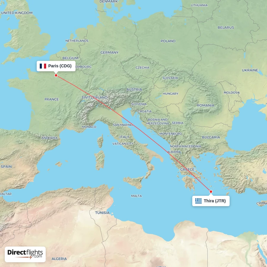 JTR - CDG route map