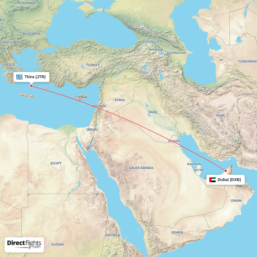 JTR - DXB route map