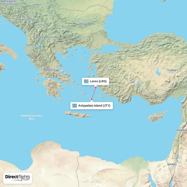 Astypalaia Island - Leros direct flight map
