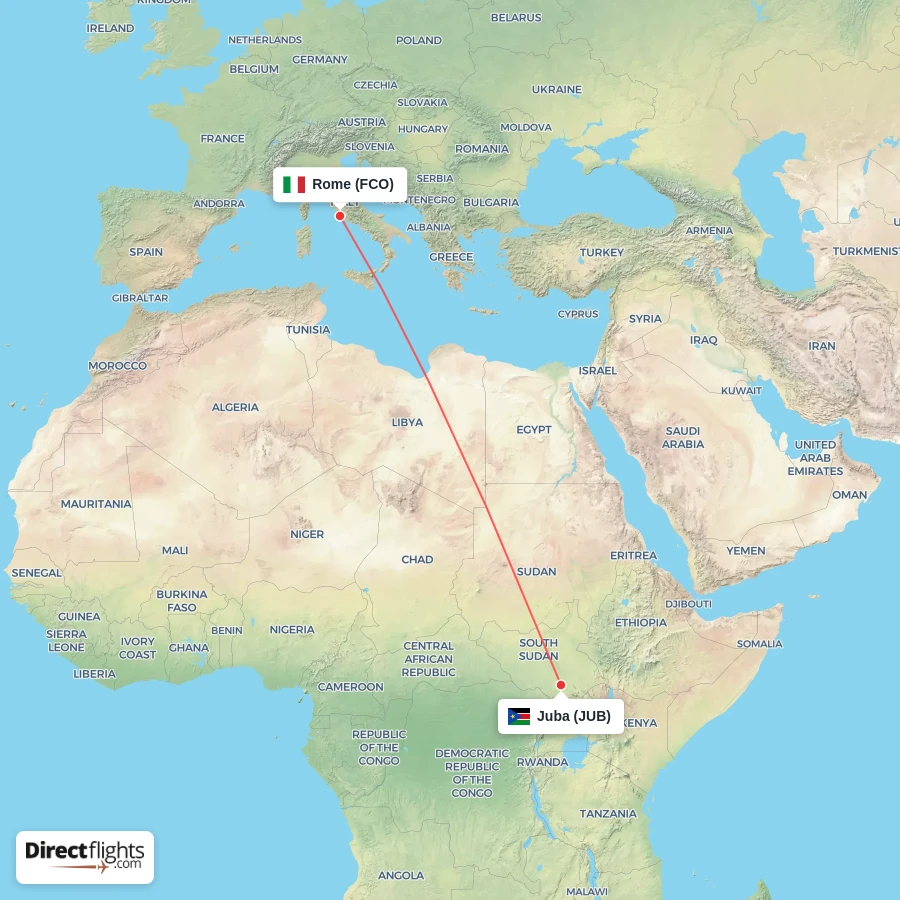 JUB - FCO route map