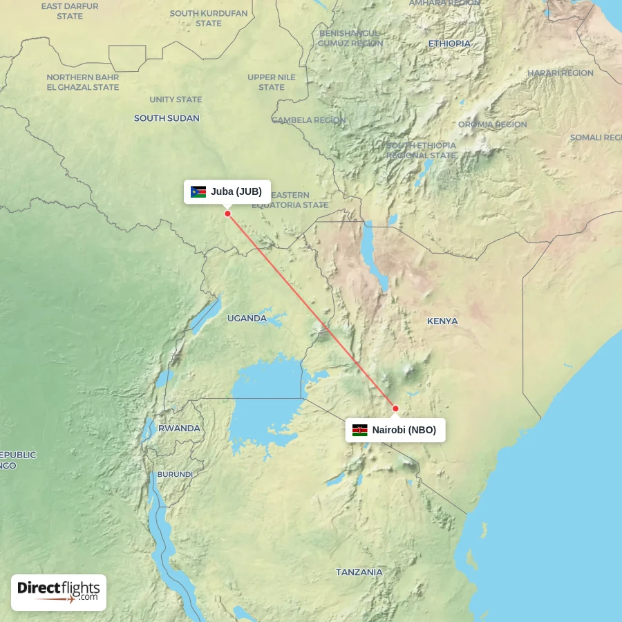 JUB - NBO route map