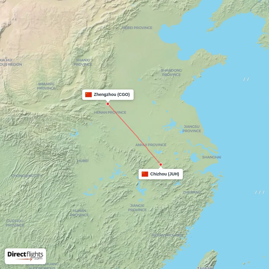 JUH - CGO route map