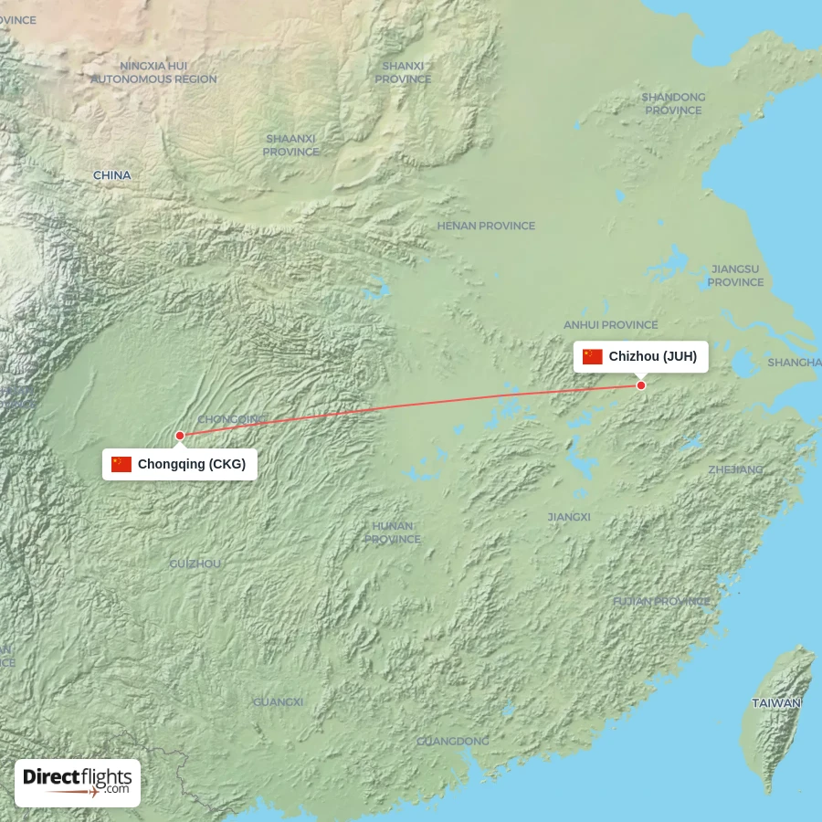 JUH - CKG route map