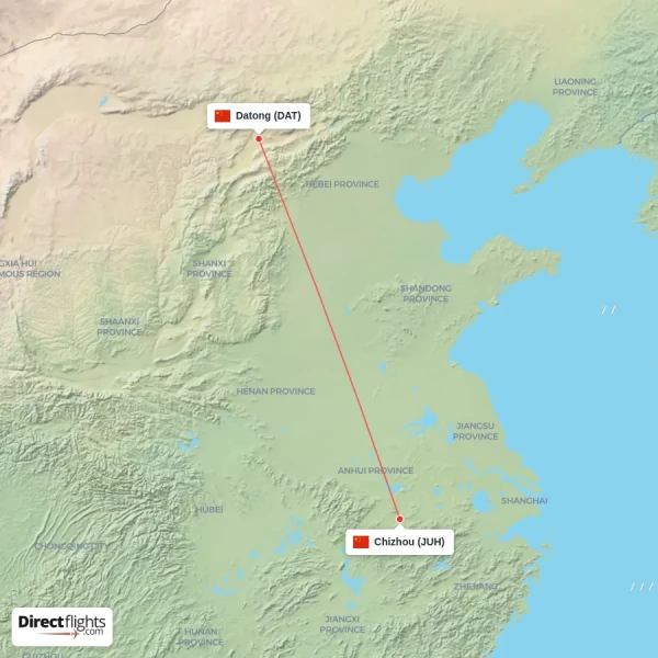 Chizhou - Datong direct flight map