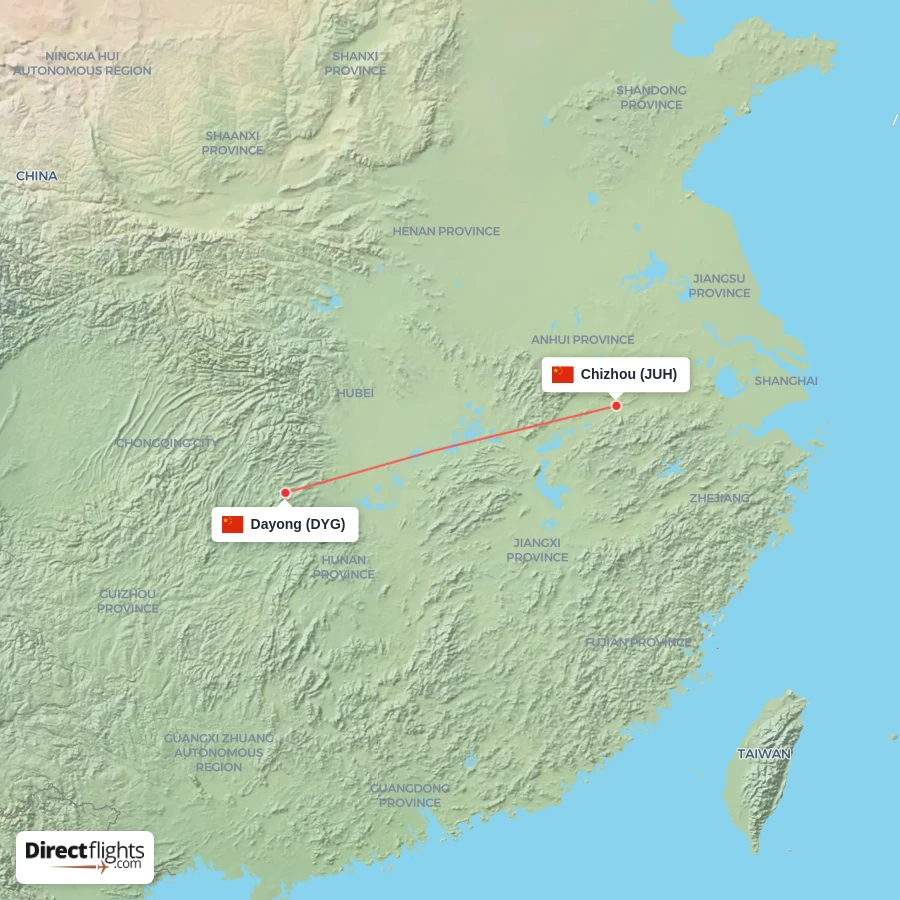 JUH - DYG route map