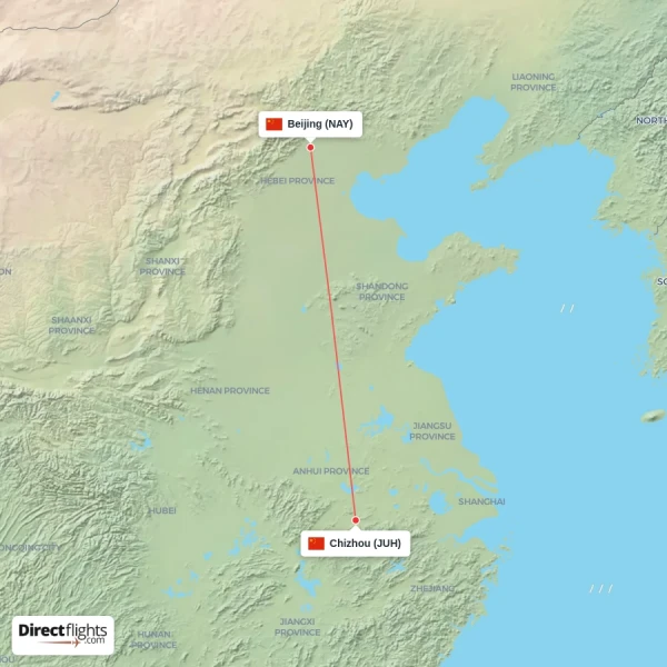 Chizhou - Beijing direct flight map
