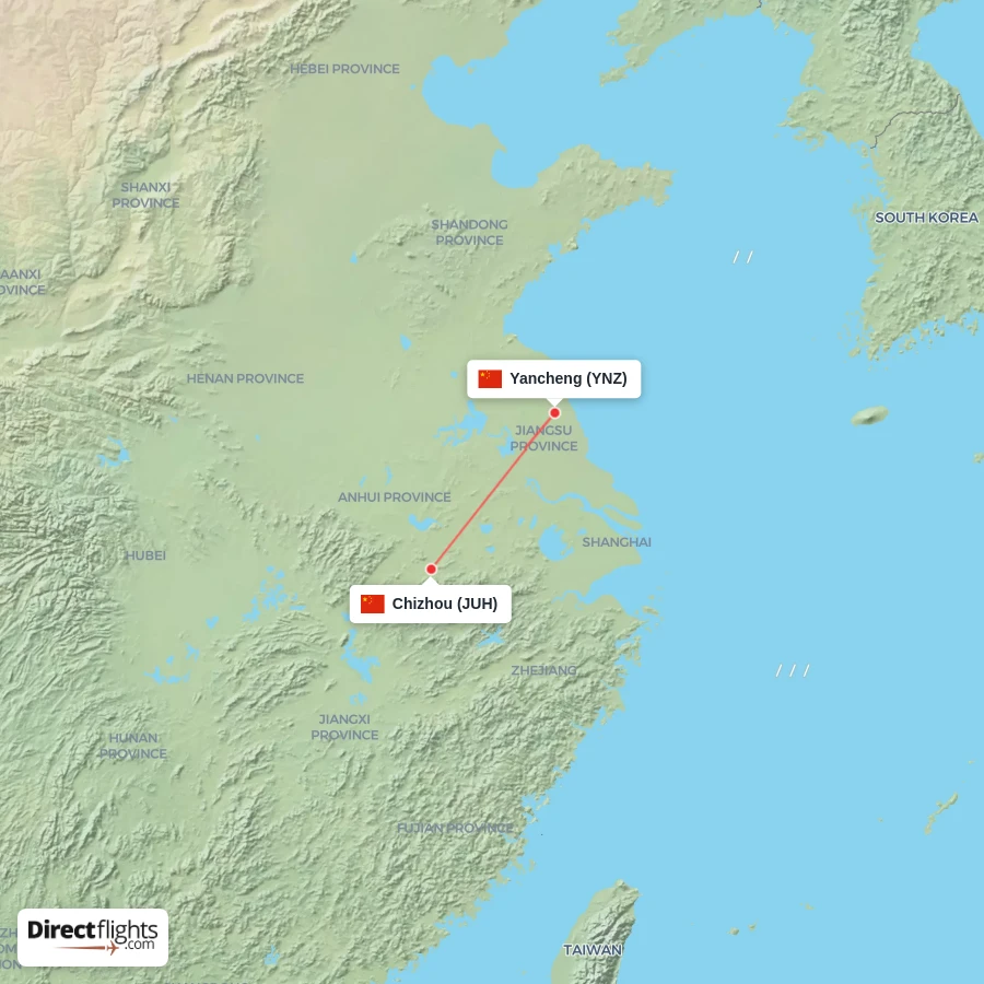 JUH - YNZ route map