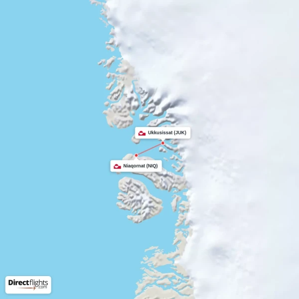 Ukkusissat - Niaqornat direct flight map