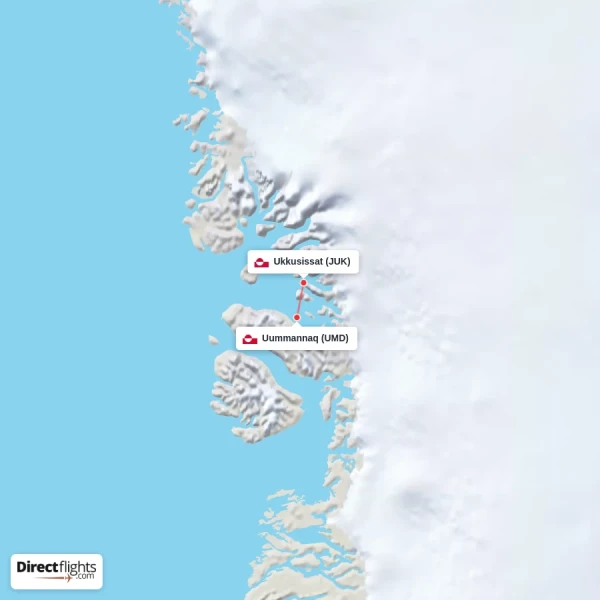 Ukkusissat - Uummannaq direct flight map